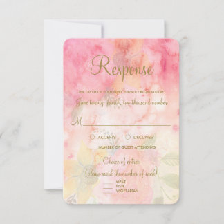 Watercolor Floral Pink Formal Wedding RSVP Reply