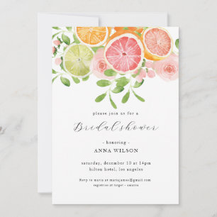Watercolor Floral Pink Green Bridal Shower  Invitation