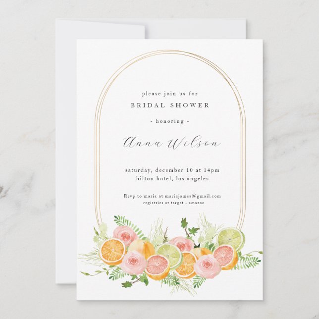 Watercolor Floral Pink Green Bridal Shower  Invitation (Front)