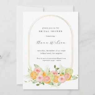 Watercolor Floral Pink Green Bridal Shower  Invitation