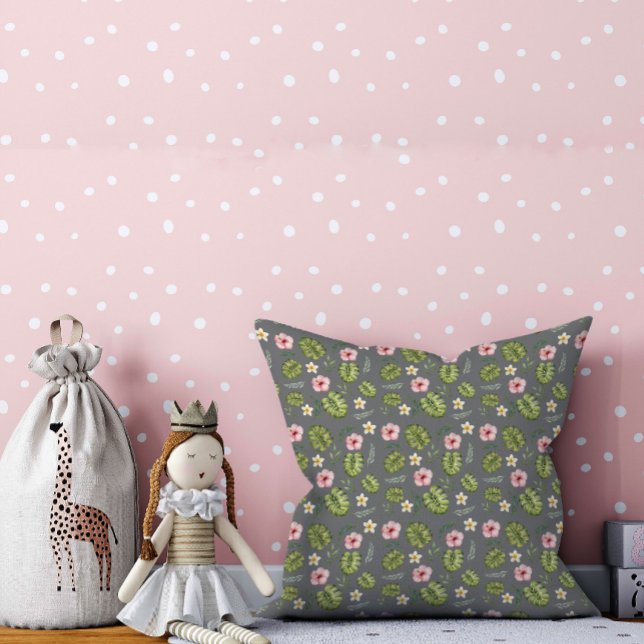 Watercolor floral pink grey pattern cushion (Creator Uploaded)