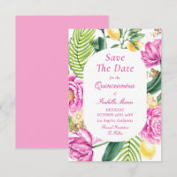 Watercolor Floral Pink Peonies Tulips Quinceañera