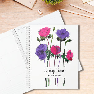 Watercolor Floral Pink Purple 2022 Planner