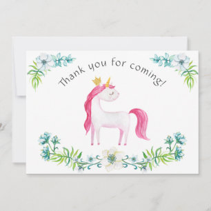 Watercolor Floral Pink Unicorn Thank You