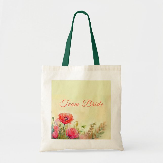 Watercolor Floral Poppies Bridesmaid  Tote Bag (Front)