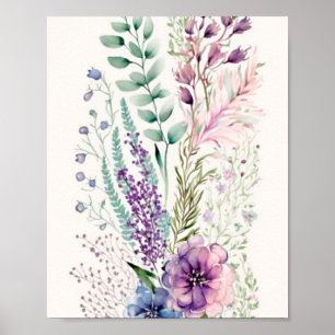 Watercolor floral poster