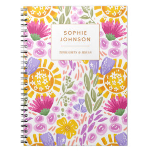 Watercolor Floral Pretty Personalised Colourful Notebook