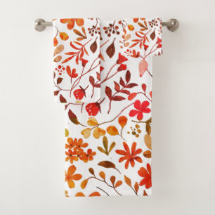 Watercolor Floral Print Bath Towel Set