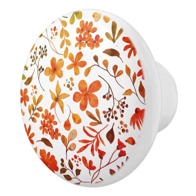 Watercolor Floral Print  Ceramic Knob (Right)