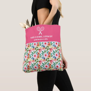 Watercolor Floral Print Custom Tennis Racket Tote Bag