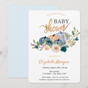 Watercolor Floral Pumpkin Baby Shower   Invitation