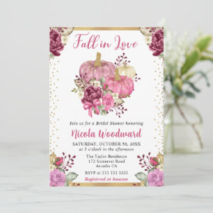 Watercolor Floral Pumpkins Fall Bridal Shower Invitation