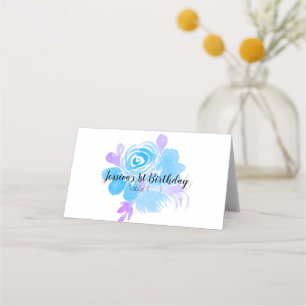 Watercolor Floral Purple Blue Tent Cards