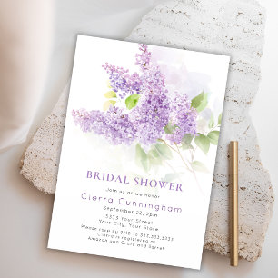 Watercolor Floral Purple Floral Bridal Shower Invitation