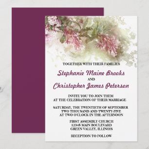 Watercolor Floral Purple Jasmine Wedding Invitation