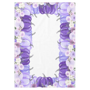Watercolor Floral Purple Pumpkin Thanksgiving Tablecloth