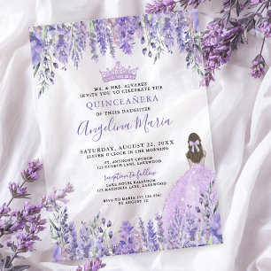 Watercolor Floral Purple Quinceanera Acrylic Invitations