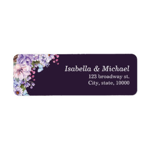 Watercolor Floral Purple Wedding Return Address Label
