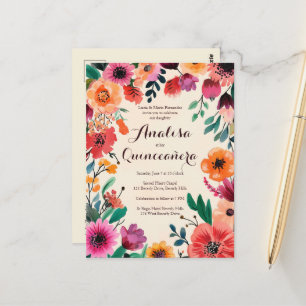 Watercolor Floral Quinceañera CUSTOM Postcard