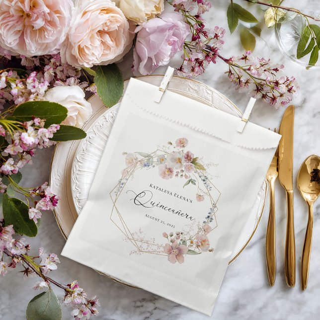 Watercolor Floral Quinceanera Favour Bag (Creator Uploaded)