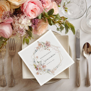 Watercolor Floral Quinceanera Paper Napkins