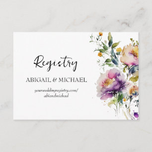 Watercolor Floral Registry Card with QR code