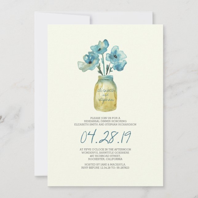 watercolor floral REHEARSAL DINNER Invitation (Front)