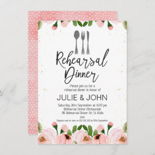 watercolor floral Rehearsal Dinner Invitation