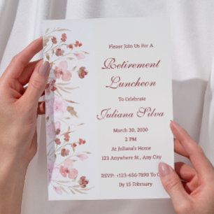 Watercolor Floral Retirement Luncheon  Invitation