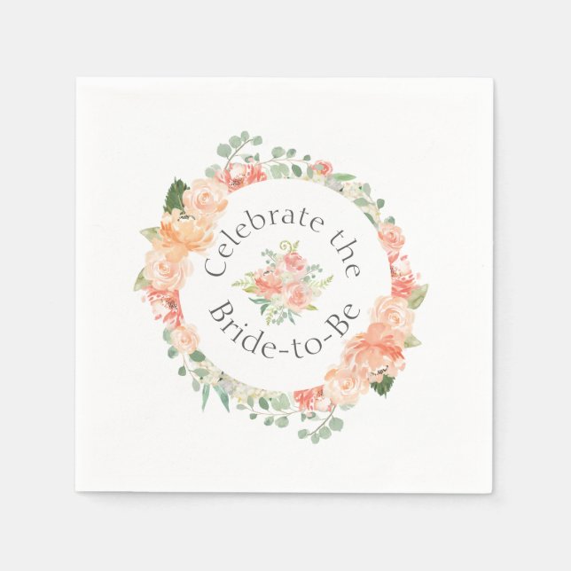 Watercolor Floral Ring Bridal Shower Napkin (Front)