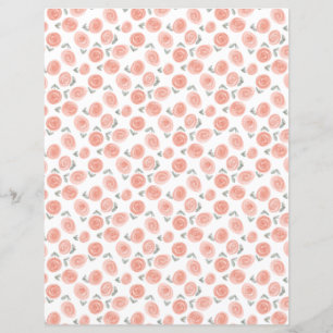 Watercolor Floral Romantic Roses Scrapbook Paper