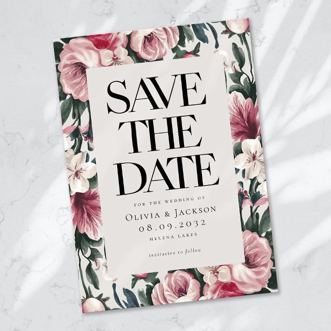 Watercolor Floral Roses Wedding Save The Date (Creator Uploaded)