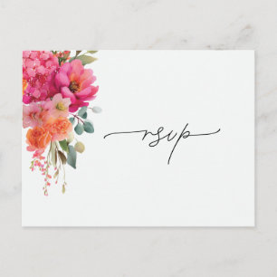 Watercolor Floral RSVP Response Announcement Postcard