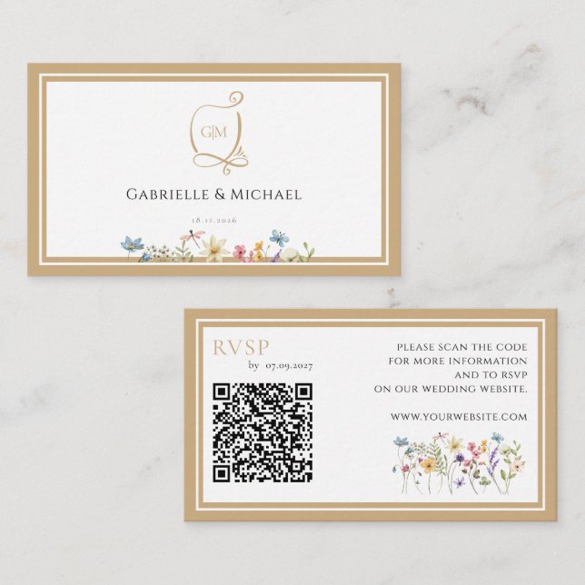Watercolor Floral RSVP Wedding Enclosure Cards (Front/Back)