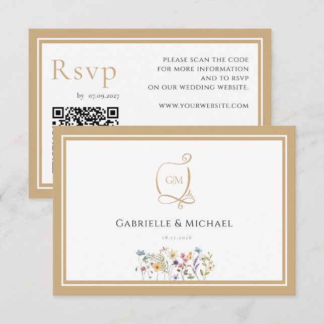 Watercolor Floral RSVP Wedding Enclosure Cards (Front/Back)