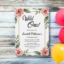 Watercolor Floral Rustic Boho Wild One Birthday