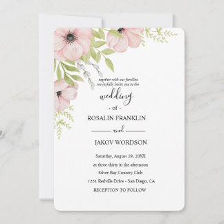 watercolor floral rustic wedding invitation
