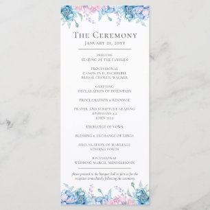 Watercolor Floral & Rustic Wood Farmhouse Wedding Program