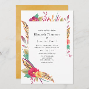 Watercolor Floral Safari Wedding Invitation