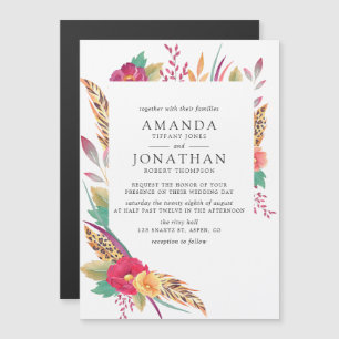 Watercolor Floral Safari Wedding Magnetic Invitation