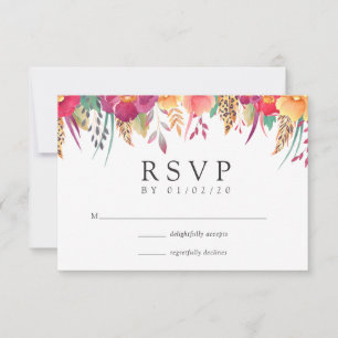 Watercolor Floral Safari Wedding RSVP Card