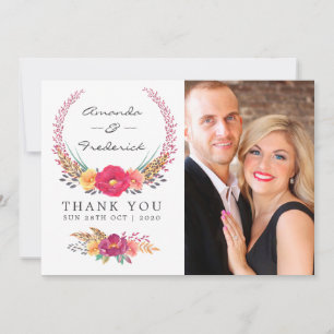 Watercolor Floral Safari Wedding Thank You Card