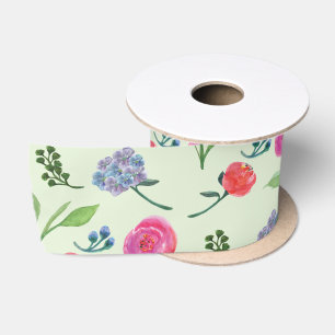 Watercolor Floral Satin Ribbon