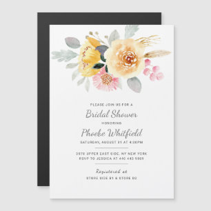 Watercolor Floral Script Bridal Shower Magnetic Invitation