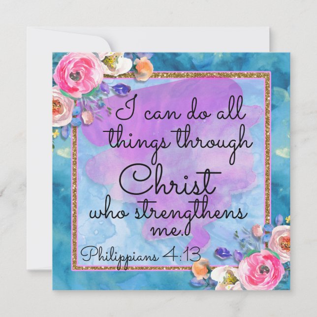 Watercolor Floral Scripture Christ Card (Front)