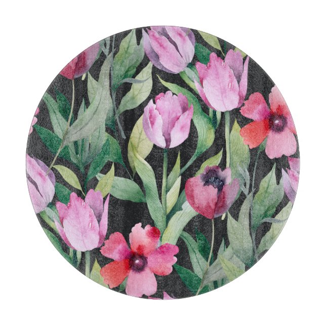 Watercolor floral, seamless beautiful pattern. cutting board (Front)