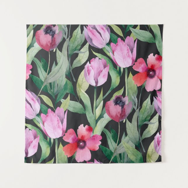 Watercolor floral, seamless beautiful pattern. tapestry (Front)