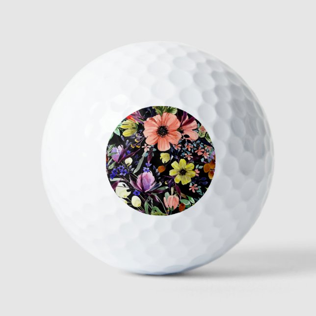 Watercolor Floral Seamless Garden Pattern Golf Balls (Front)