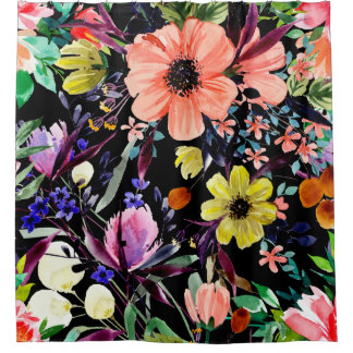 Watercolor floral seamless pattern. Different buds Shower Curtain
