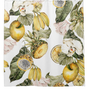 Watercolor floral seamless pattern. Hand painted l Shower Curtain